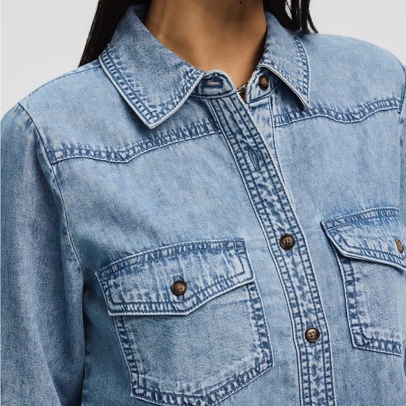 Reitmans Light Blue Denim Shirt - Picture 3 of 5